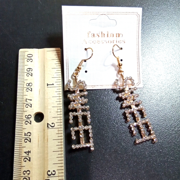 3 for $15 Gold Sweet Rhinestone Earrings - Picture 4 of 4